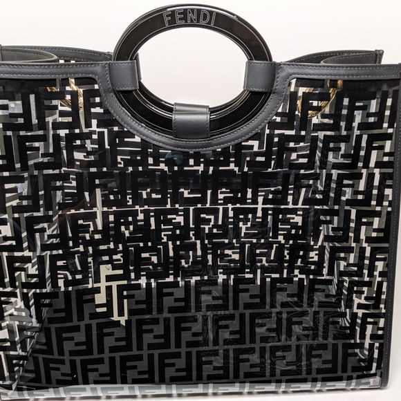 SOLD Fendi Large Black Zucca Shopping Tote - Picture 3 of 8